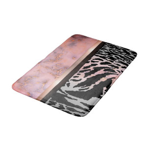 Marble Pink Chic Tiger Safari Print Badmat