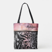 Marble Pink Chic Tiger Safari Print Tote Bag (Achterkant)