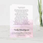 Marble Pink en Gold Floral Funeral Programme Programma (Achterkant)