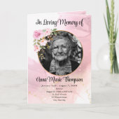 Marble Pink en Gold Floral Funeral Programme Programma (Voorkant)