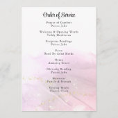 Marble Pink en Gold Floral Funeral Programme Programmakaart (Achterkant)