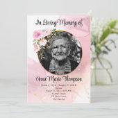 Marble Pink en Gold Floral Funeral Programme Programmakaart (Staand voorkant)