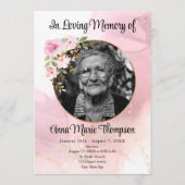 Marble Pink en Gold Floral Funeral Programme Programmakaart (Voorkant)