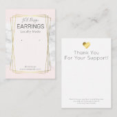 Marble Pink Gold Lijst Earbelt Display Packaging Visitekaartje (Voorkant / Achterkant)