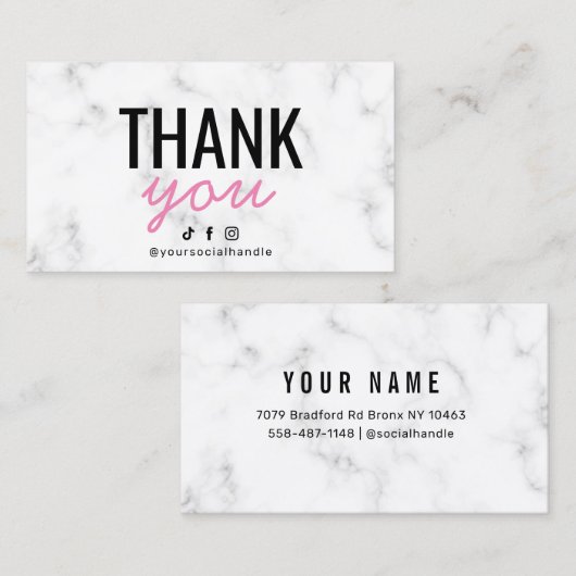 Marble Pink Hartelijk dank Visitekaartje (Voorkant / Achterkant)