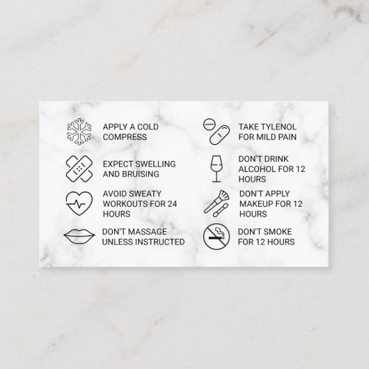 Marble Pink Instruction Card Visitekaartje (Achterkant)