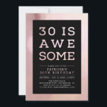 Marble Pink Modern Typografie 30th Birthday Party Kaart<br><div class="desc">Laten we je 30ste verjaardag vieren met deze stijlvolle feestelijke uitnodiging. Dit ontwerp is uitgerust met moderne typografie "30 is Geweldige" met een prachtige roze toonachtergrond. Meer verjaardagsuitnodigingen en partijbenodigdheden zijn beschikbaar in mijn winkel BaraBomDesign. Als je een aangepast ontwerp nodig hebt, kun je contact met me opnemen via e-mail...</div>