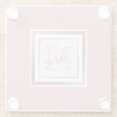 Marble Pink Rose Gold Monogram Glazen Onderzetter (Achterkant)