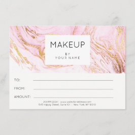 Marble Pink Rose Makeup Beauty Certificate Gift