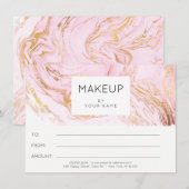 Marble Pink Rose Makeup Beauty Certificate Gift (Voorkant / Achterkant)