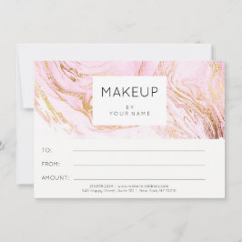 Marble Pink Rose Makeup Beauty Certificate Gift