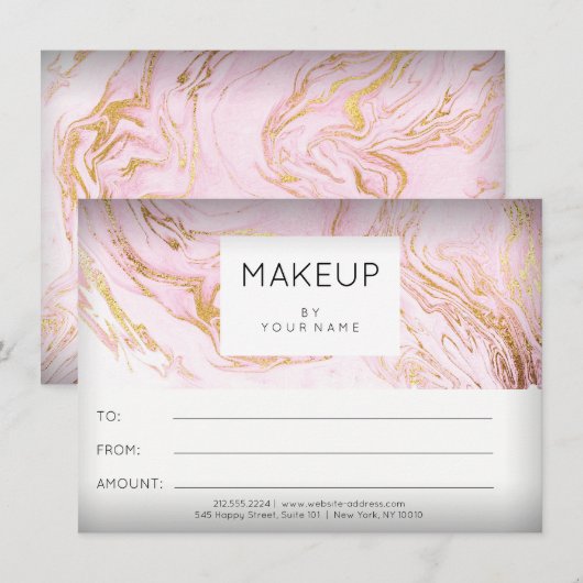 Marble Pink Rose Makeup Beauty Certificate Gift 1 (Voorkant / Achterkant)