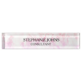 Marble Pink White Pattern Monogram Name Girly Naambordje (Voorkant)