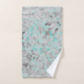 MARBLE PIXELATED GRAY SILVER AQUA CUSTOE TOWEL SET BAD HANDDOEK (Handdoek)