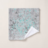 MARBLE PIXELATED GRAY SILVER AQUA CUSTOE TOWEL SET BAD HANDDOEK (Wasdoekje)