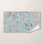 MARBLE PIXELATED GRAY SILVER AQUA CUSTOE TOWEL SET BAD HANDDOEK (Handdoek)