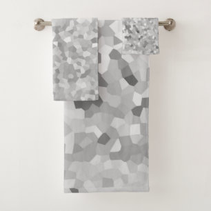 MARBLE PIXELATED GRAY SILVER CUSTOEL TOWEL SET BAD HANDDOEK