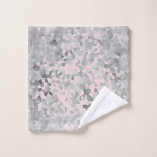 MARBLE PIXELATED GRAY SILVER PINK CUSTOEL TOWEL SE BAD HANDDOEK (Wasdoekje)
