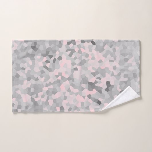 MARBLE PIXELATED GRAY SILVER PINK CUSTOEL TOWEL SE BAD HANDDOEK (Handdoek)