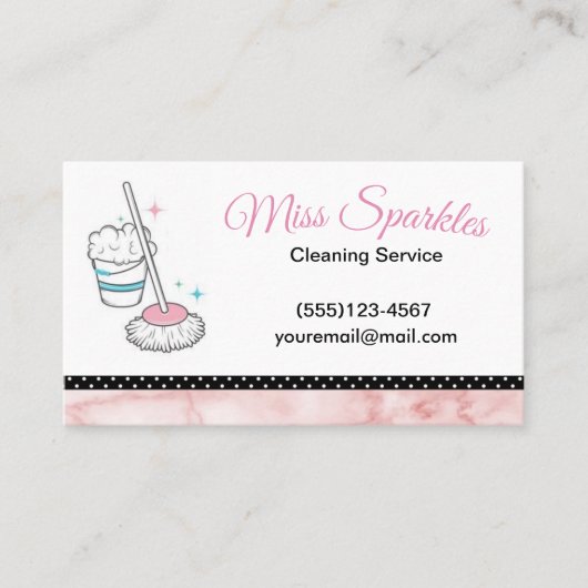 Marble Polka Dot Maid House Cleaning Services Visitekaartje (Voorkant)