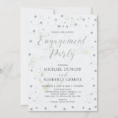 Marble & Polka dot | Silver Engagement Party Kaart (Voorkant)