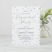 Marble & Polka dot | Silver Engagement Party Kaart (Staand voorkant)