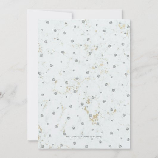 Marble & Polka dot | Silver Engagement Party Kaart (Achterkant)