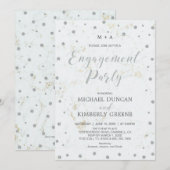 Marble & Polka dot | Silver Engagement Party Kaart (Voorkant / Achterkant)
