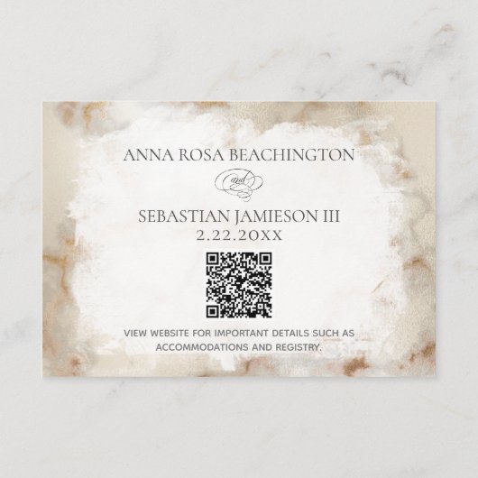 *~* Marble QR code Website AR2 Weddenschap RSVP  Informatiekaartje (Achterkant)