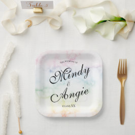 Marble Rainbow Gay Script Wedding Papieren Bordje