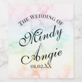 Marble Rainbow Gay Script Wedding Wijn Etiket (Enkel label)