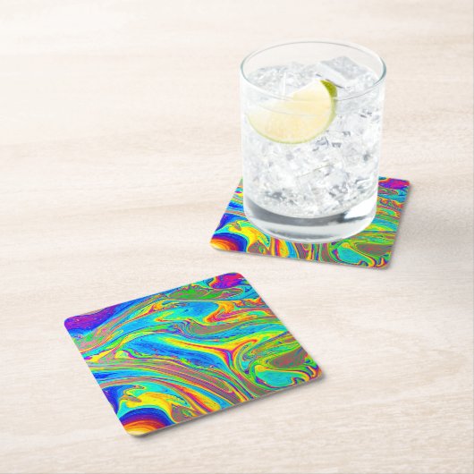 Marble Rainbow Swirls Bright en mooi Kartonnen Onderzetters (Insitu)