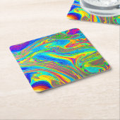 Marble Rainbow Swirls Bright en mooi Kartonnen Onderzetters (Schuin)
