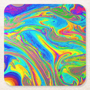 Marble Rainbow Swirls Bright en mooi Kartonnen Onderzetters