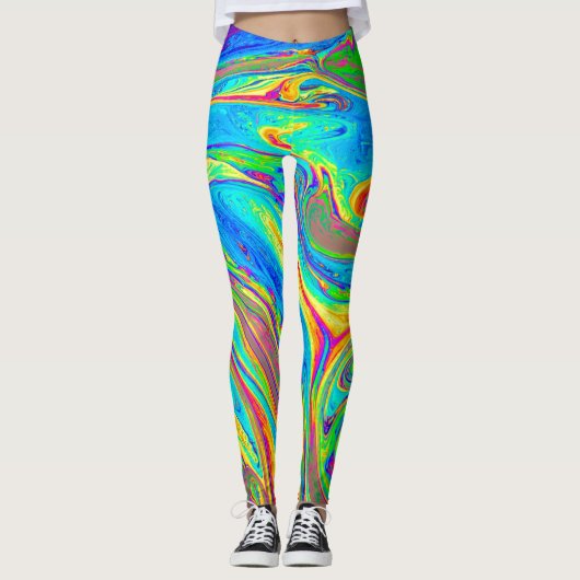 Marble Rainbow Swirls Bright en mooi Leggings (Voorkant)