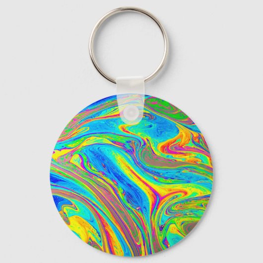 Marble Rainbow Swirls Bright en mooi Sleutelhanger (Voorkant)