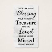 Marble Remembrance Poem Foto Memorial Prayer Kaart (Achterkant)