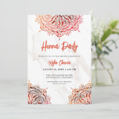 Marble Rode Mandala Mehndi Henna Feest Kaart (Staand voorkant)