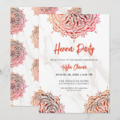 Marble Rode Mandala Mehndi Henna Feest Kaart (Voorkant / Achterkant)