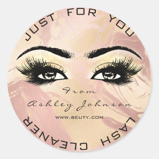 Marble Roos Beauty Glitter Lashes Makeup Cleaner Ronde Sticker (Voorkant)