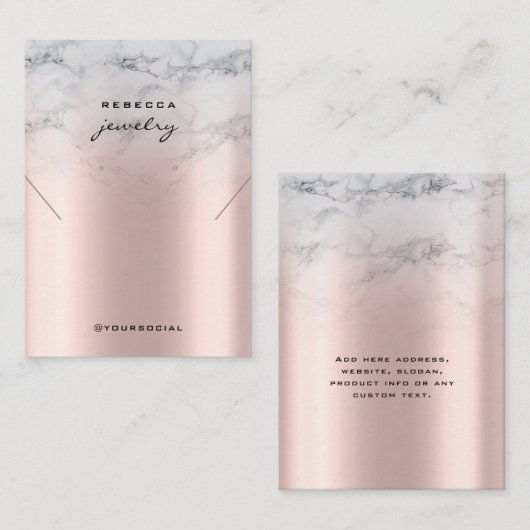 Marble Roos Gold Earning Ketting Display Card Visitekaartje (Voorkant / Achterkant)