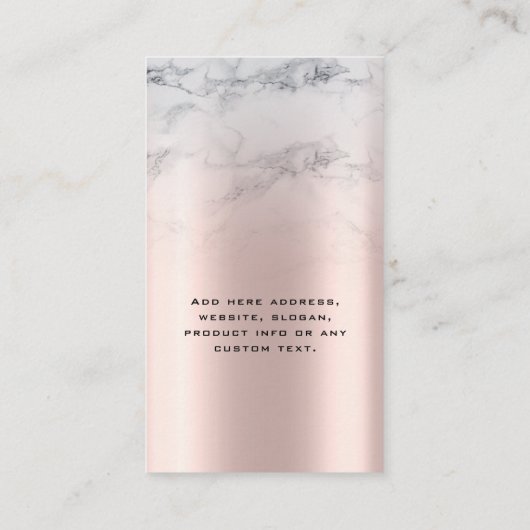 Marble Roos Gold Faux Foil Earling-weergavekaart Visitekaartje (Achterkant)