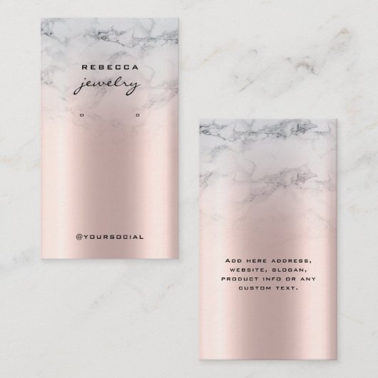 Marble Roos Gold Faux Foil Earling-weergavekaart Visitekaartje (Voorkant / Achterkant)