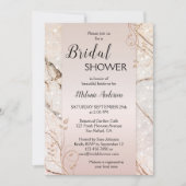 Marble Roos Gold Floral Bridal Shower Kaart (Voorkant)