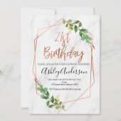 Marble Roos Gold Foliage 21st Birthday-uitnodiging Kaart (Voorkant)