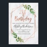 Marble Roos Gold Foliage 21st Birthday-uitnodiging Kaart<br><div class="desc">Marble Roos Gold Foliage 21st Birthday-uitnodiging

Foliage,  faux roos gouden lijnkunst en marmer 21e verjaardagsuitnodiging.  Dit eenvoudige en elegante ontwerp is voorzien van een post voor borstelkalligrafie in bladaluminium met faux roos die niet kan worden gewijzigd en een of andere groene bladzijden.   De achtergrond is een wit marmer afbeelding.</div>