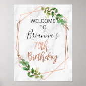 Marble Roos Gold Foliage 80th Birthday Welcome Pos Poster (Voorkant)
