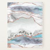 Marble Roos Gold Glitter Blauwgroen Script Monogra Planner (Achterkant)