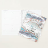 Marble Roos Gold Glitter Blauwgroen Script Monogra Planner (Display)