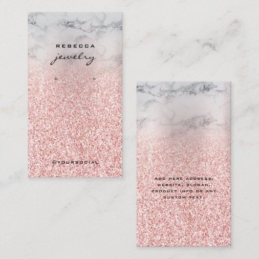 Marble Roos Gold Glitter Earling-beeldscherm Visitekaartje (Voorkant / Achterkant)